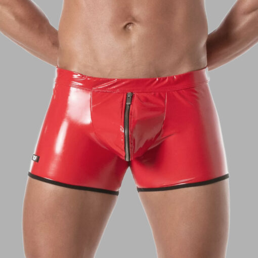 Vinyl Push-Up Boxer mit Zip rot